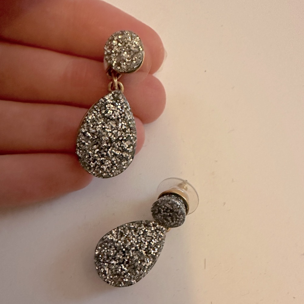 Glittery silver earrings from J. Crew - new without tags!